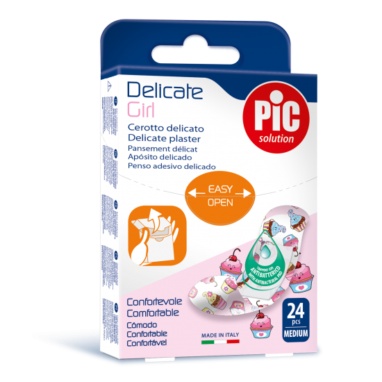 Pic Solution Delicate Girl, Medium 19x72mm Παιδικό Τσιρότο για Κορίτσια, 24τμχ