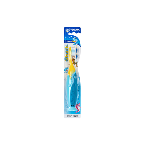 Elgydium Kids Shark, Οδοντόβουρτσα για Παιδιά 2 έως 6 Ετών, Χρώμα Μπλε-Κίτρινο