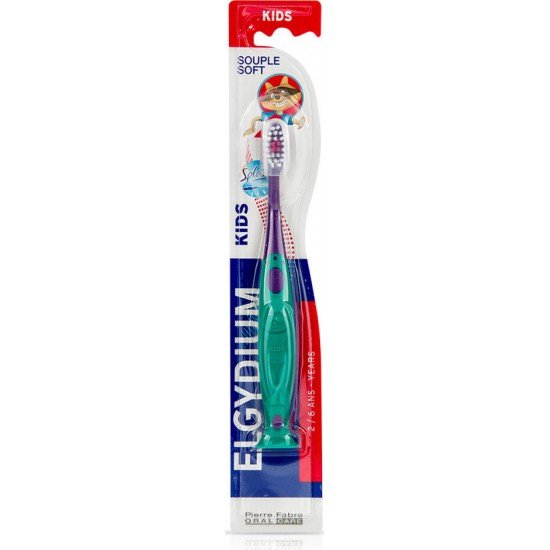 Elgydium Kids, Μαλακή Οδοντόβουρτσα για Παιδιά 2 έως 6 Ετών, Χρώμα Πράσινο-Μωβ 1 Τεμάχιο Elgydium Kids, Μαλακή Οδοντόβουρτσα για Παιδιά 2 έως 6 Ετών, Χρώμα Πράσινο-Μωβ 1 Τεμάχιο