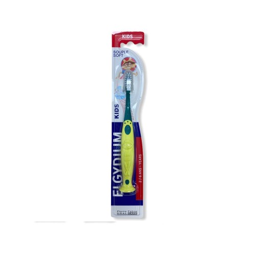 Elgydium Kids, Μαλακή Οδοντόβουρτσα για Παιδιά 2 έως 6 Ετών, Χρώμα Κίτρινο-Πράσινο 1 Τεμάχιο