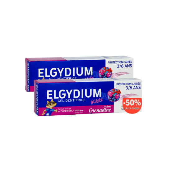Elgydium Promo Kids Παιδική Οδοντόκρεμα με Γεύση Κόκκινα Φρούτα 2x50ml -50% στο 2ο προϊόν