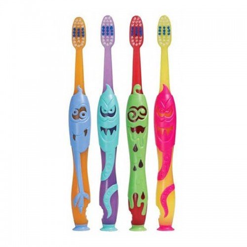 Elgydium Kids Monster Souple Soft, Οδοντόβουρτσα για Παιδιά 2-6 Ετών, Χρώμα Πορτοκαλί & Γαλάζιο