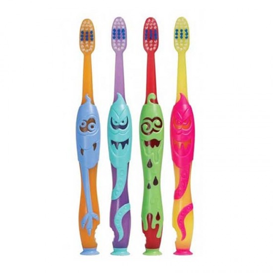 Elgydium Kids Monster Souple Soft, Οδοντόβουρτσα για Παιδιά 2-6 Ετών, Χρώμα Κίτρινο & Ροζ
