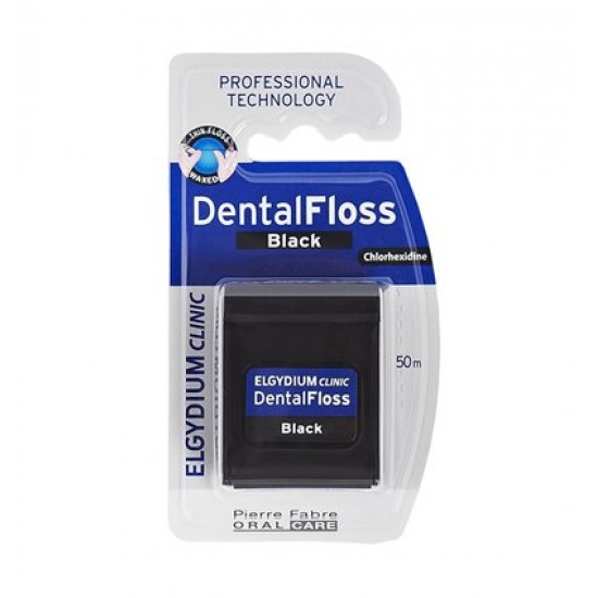 Elgydium Dental Floss Black 50m Κηρωμένο Νήμα με Χλωρεξιδίνη