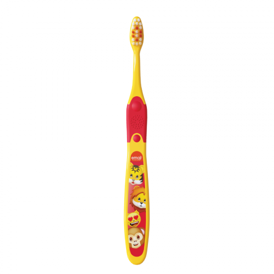 Elgydium Κids Emoji Παιδική Οδοντόβουρτσα, Χρώμα Κόκκινο & Κίτρινο 1 Τεμάχιο