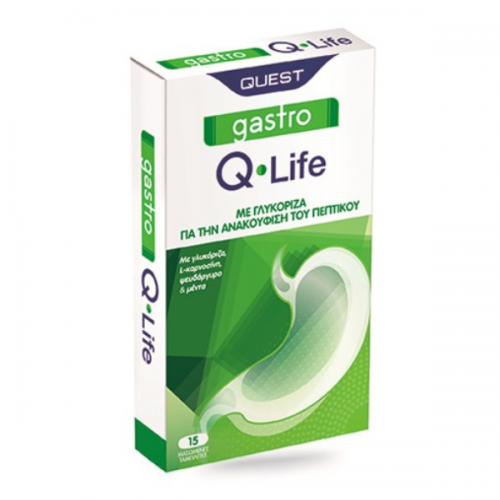 Quest Gastro Q Life με Γλυκόριζα για την Ανακούφιση του Πεπτικού Συστήματος 15 Μασώμενες Ταμπλέτες