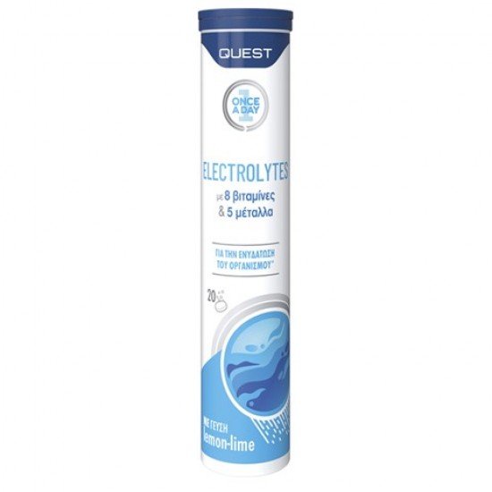 Quest Electrolytes με 8 Βιταμίνες & 5 Μέταλλα, για την Ενυδάτωση του Οργανισμού 20 Αναβράζουσες Ταμπλέτες