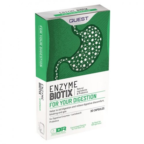 Quest Enzyme Biotix, Συμπλήρωμα Διατροφής με 6 Πεπτικά Ένζυμα 30 Κάψουλες Quest Enzyme Biotix, Συμπλήρωμα Διατροφής με 6 Πεπτικά Ένζυμα 30 Κάψουλες