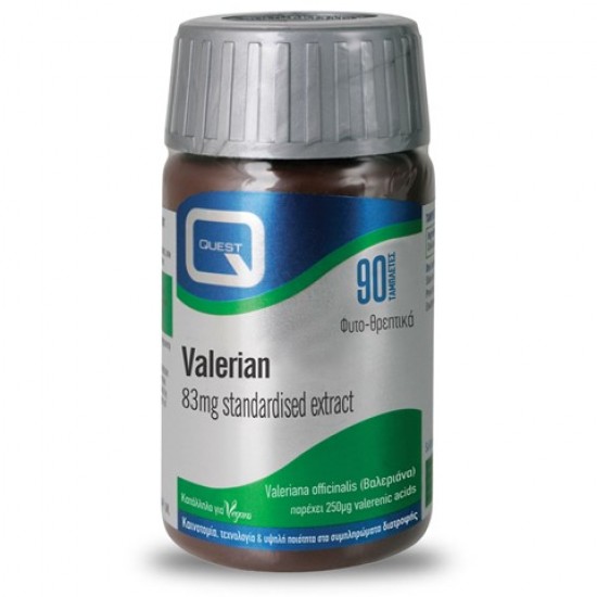 Quest Valerian 83mg Τυποποιημένου Εκχυλίσματος 90 Ταμπλέτες