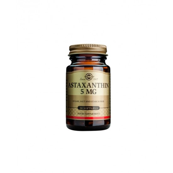 Solgar Astaxanthin 5mg, 30Softgels. Δρα θετικά στην υγεία του νευρικού συστήματος Solgar Astaxanthin 5mg, 30Softgels. Δρα θετικά στην υγεία του νευρικού συστήματος