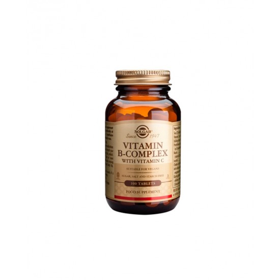 Solgar B-Complex with Vitamin C, 100Tablets. Ενισχύει τη φυσιολογική λειτουργία του ανοσοποιητικού συστήματος Solgar B-Complex with Vitamin C, 100Tablets. Ενισχύει τη φυσιολογική λειτουργία του ανοσοποιητικού συστήματος