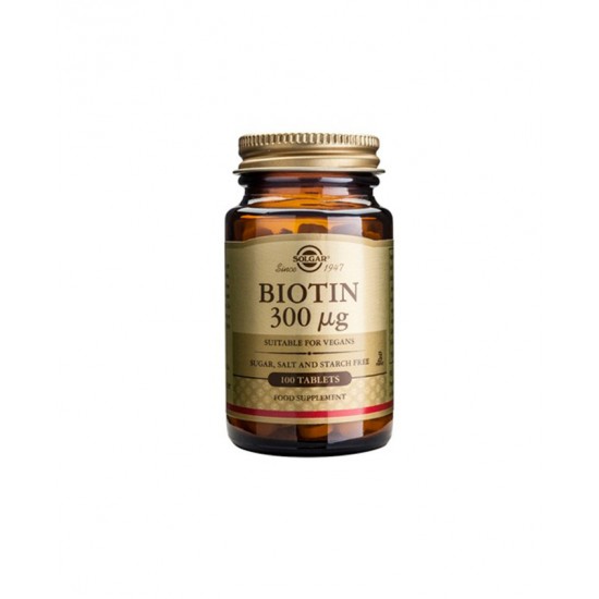 Solgar Biotin 300μg 100Tabs. Προάγει την ανάπτυξη των κυττάρων και τον μεταβολισμό των υδατανθράκων Solgar Biotin 300μg 100Tabs. Προάγει την ανάπτυξη των κυττάρων και τον μεταβολισμό των υδατανθράκων