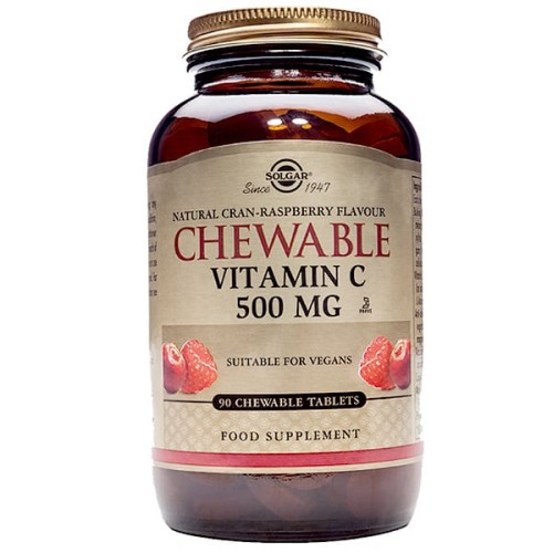Solgar Vitamin C 500mg 90 Chewable Tabs, Rasberry Flavour, Συμβάλλει στην ομαλή λειτουργία του ανοσοποιητικού & νευρικού συστήματος Solgar Vitamin C 500mg 90 Chewable Tabs, Rasberry Flavour, Συμβάλλει στην ομαλή λειτουργία του ανοσοποιητικού & νευρικού συστήματος