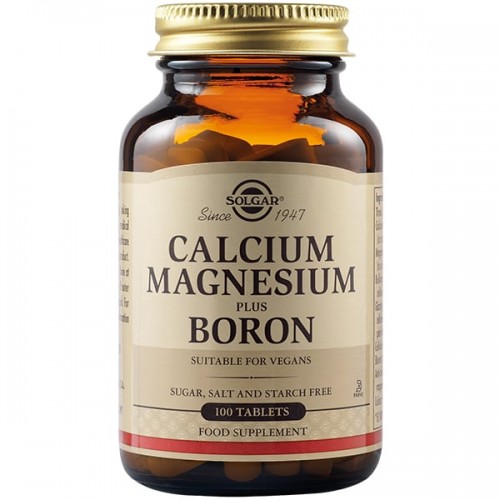 Solgar Calcium Magnesium plus Boron, 100Tabs. Είναι χρήσιμο σε περιπτώσεις εμμηνόπαυσης