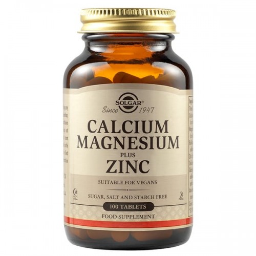 Solgar Calcium Magnesium Plus Zinc Συμπλήρωμα Διατροφής με Ασβέστιο, Μαγνήσιο & Ψευδάργυρο 100 Tablets