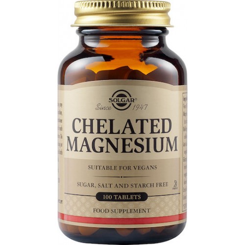Solgar Chelated Magnesium 100mg, 100Tabs. Βοηθά στην τόνωση του νευρικού συστήματος Solgar Chelated Magnesium 100mg, 100Tabs. Βοηθά στην τόνωση του νευρικού συστήματος