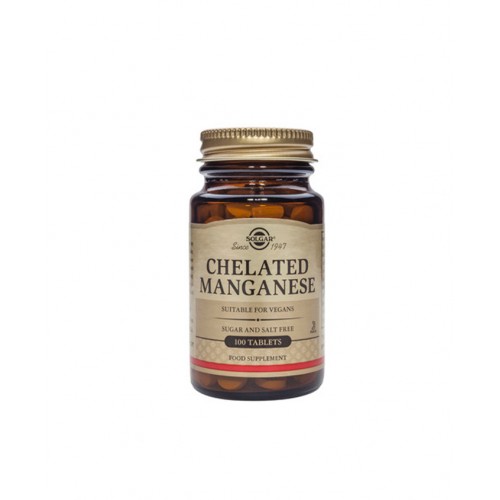 Solgar Chelated Manganese 100Tabs. Βοηθά στην διεργασία παραγωγής ενέργειας