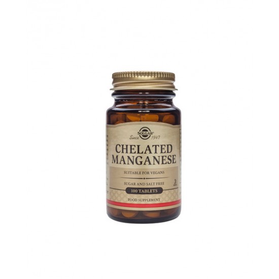 Solgar Chelated Manganese 100Tabs. Βοηθά στην διεργασία παραγωγής ενέργειας Solgar Chelated Manganese 100Tabs. Βοηθά στην διεργασία παραγωγής ενέργειας