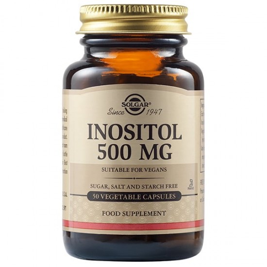 Solgar Inositol 500mg, 50Veg.Caps. Προάγει την ομαλή λειτουργία του νευρικού και μυϊκού συστήματος
