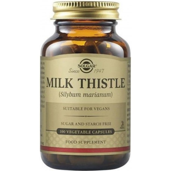 Solgar Milk Thistle Συμπλήρω,α Διατροφής με Γαϊδουράγκαθο 100 Φυτικές Κάψουλες Solgar Milk Thistle Συμπλήρω,α Διατροφής με Γαϊδουράγκαθο 100 Φυτικές Κάψουλες