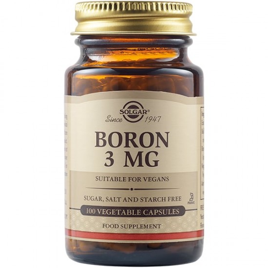 Solgar Boron 3mg 100Caps. Υγεία οστών, εμμηνόπαυση Solgar Boron 3mg 100Caps. Υγεία οστών, εμμηνόπαυση