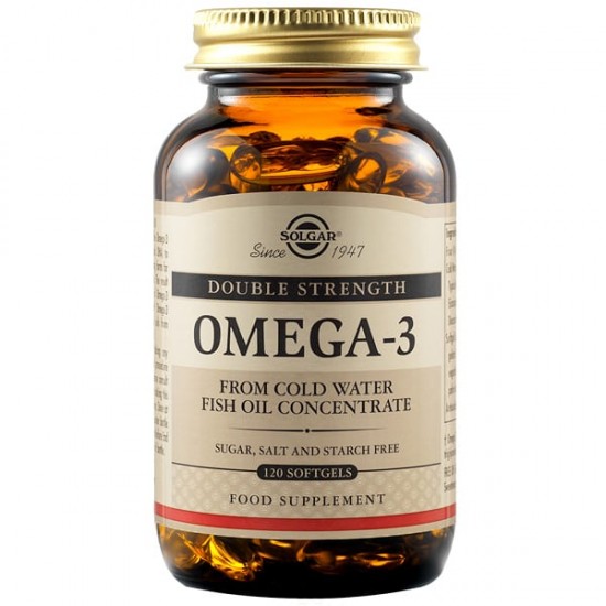 Solgar Omega 3 Double Strength, Ωμέγα 3 Λιπαρά Οξέα για την Υγεία του Εγκεφάλου & του Καρδιαγγειακού Συστήματος 120 Softgels