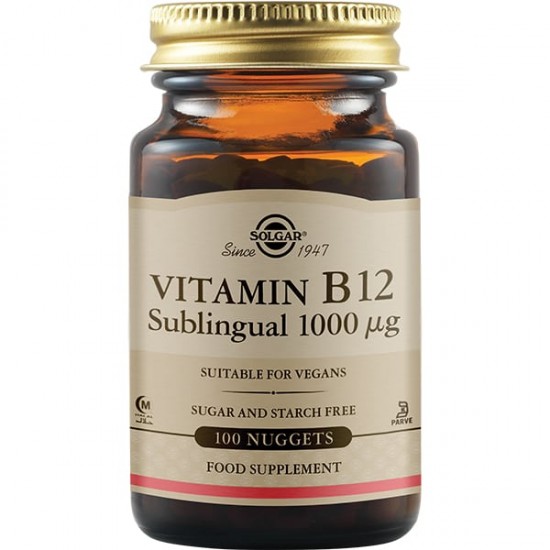 Solgar Vitamin B-12 1000μg 100 Nuggets. Βοηθά την ομαλή λειτουργία του νευρικού συστήματος και τις ομαλές ψυχολογικές λειτουργίες Solgar Vitamin B-12 1000μg 100 Nuggets. Βοηθά την ομαλή λειτουργία του νευρικού συστήματος και τις ομαλές ψυχολογικές λειτουργίες