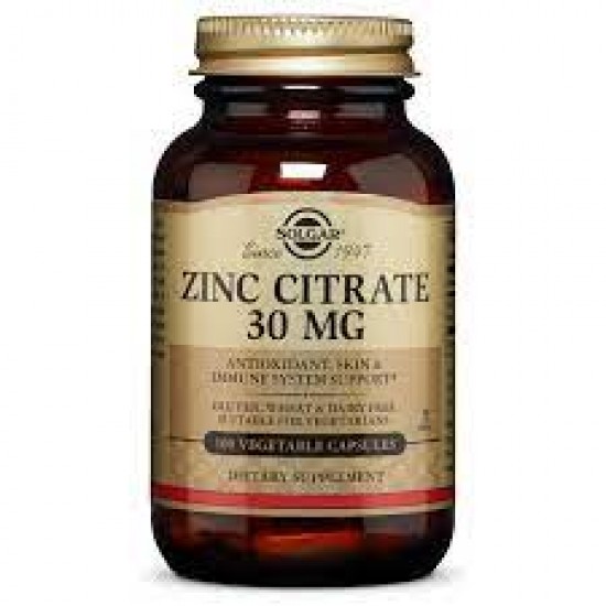 Solgar Zinc Citrate 30mg 100 Veg. Caps Ιδιαίτερα Απορροφήσιμη μορφή Ψευδαργύρου εξαιρετικής ποιότητας Solgar Zinc Citrate 30mg 100 Veg. Caps Ιδιαίτερα Απορροφήσιμη μορφή Ψευδαργύρου εξαιρετικής ποιότητας