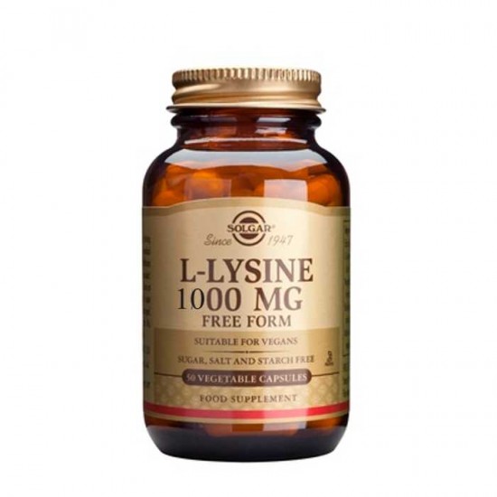  Solgar L-Lysine 1000mg, 50Tabs. Συμβάλλει  στην παραγωγή ορμονών, ενζύμων και αντισωμάτων 