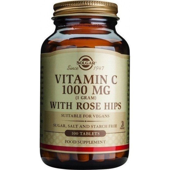 Solgar Vitamin C with Rose Hips 1000mg, 100Tabs. Βοηθά στην αντιμετώπιση του οξειδωτικού στρες Solgar Vitamin C with Rose Hips 1000mg, 100Tabs. Βοηθά στην αντιμετώπιση του οξειδωτικού στρες