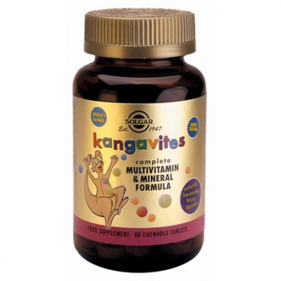 Solgar Kangavites Complete Multivitamin & Mineral Formula Παιδική Πολυβιταμίνη & Μέταλλα, Γεύση Βατόμουρο 60 Chew Tabs