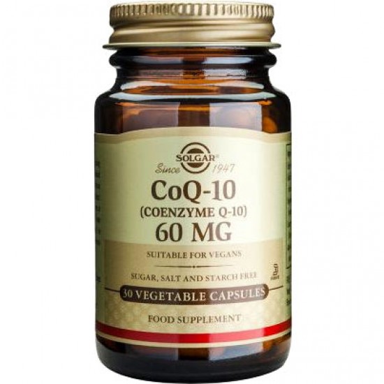 Solgar CoQ-10 60mg 30Veg.Caps. Αυξάνει την παραγωγή κυτταρικής ενέργειας