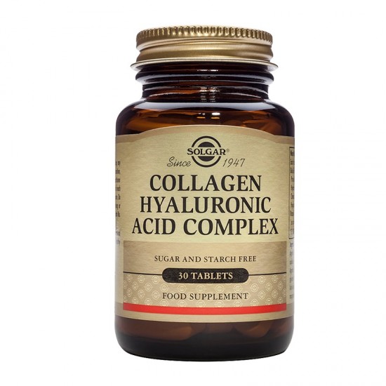 Solgar Collagen Hyaluronic Acid Complex 30Tabs. Bοηθά στην διατήρηση μιας νεανικής όψης της επιδερμίδας