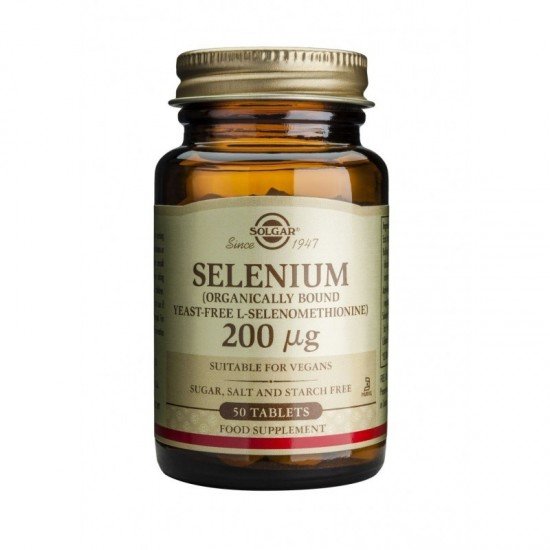 Solgar Selenium 200μg 50Tabs. Ομαλή λειτουργία ανοσοποιητικού & θυροειδούς
