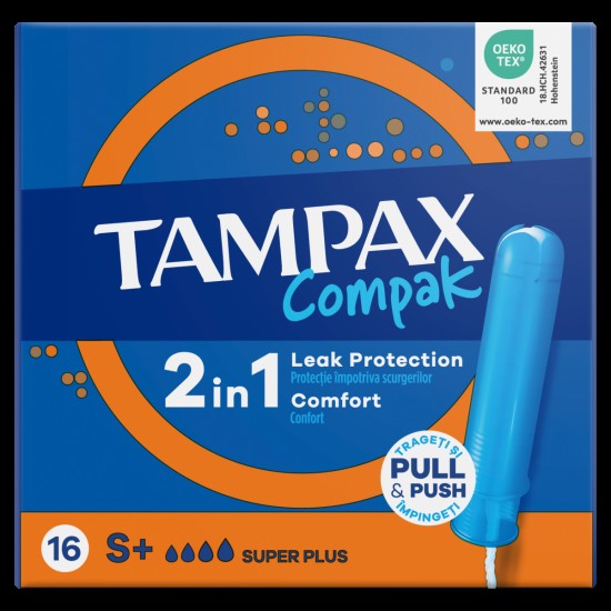 Tampax Compak Super Plus Protective Skirt Ταμπόν με Απλικατέρ, Μεγάλη Ροή 16Τμχ Tampax Compak Super Plus Protective Skirt Ταμπόν με Απλικατέρ, Μεγάλη Ροή 16Τμχ