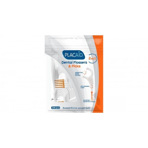 Plac Aid Dental Flosser & Picks Οδοντικό Νήμα με Λαβή Πορτοκαλί 24τεμ Plac Aid Dental Flosser & Picks Οδοντικό Νήμα με Λαβή Πορτοκαλί 24τεμ