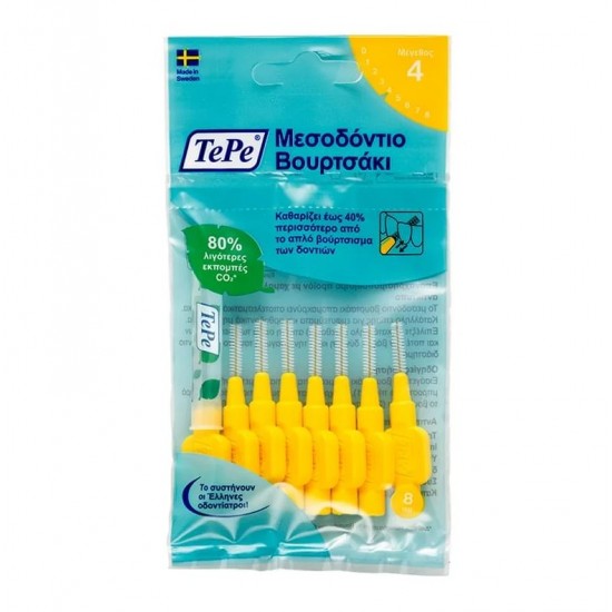 Tepe Μεσοδόντια Βουρτσάκια 8τμχ 0,70mm Size 4, Κίτρινο Tepe Μεσοδόντια Βουρτσάκια 8τμχ 0,70mm Size 4, Κίτρινο