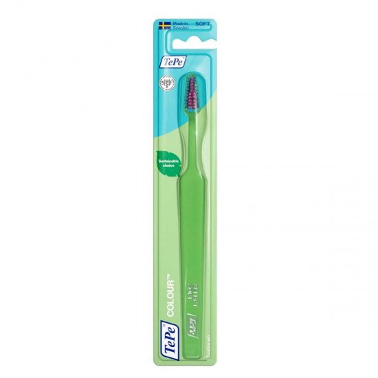 Tepe Colour Select Soft Οδοντόβουρτσα Πράσινη με Γαλάζιες & Ροζ Ίνες, 1 Τεμάχιο