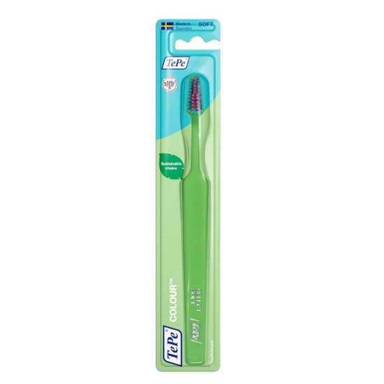 Tepe Colour Compact Extra Soft Οδοντόβουρτσα Πράσινη με Πράσινες & Φούξια Ίνες, 1 Τεμάχιο