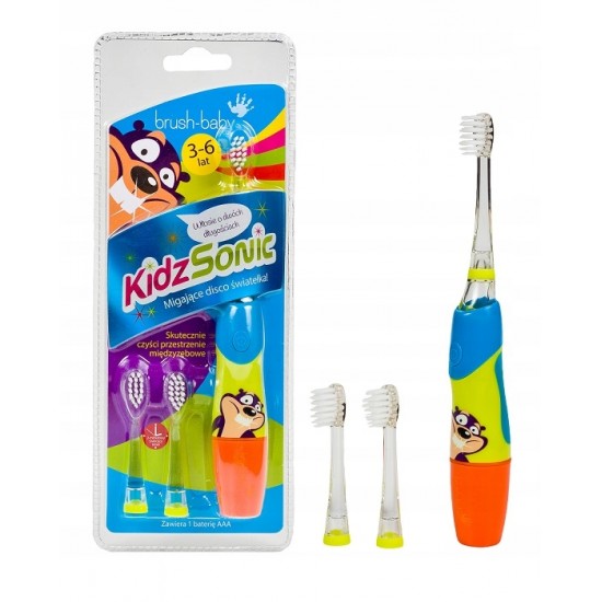 Brush-Baby KidzSonic Ηλεκτρική Οδοντόβουρτσα για Παιδιά 3-6 Ετών  & 2 Ανταλλακτικά, Χρώμα Μπλε-Πορτοκαλί