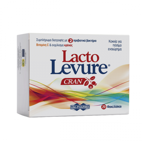 Lactolevure Cran Συμπλήρωμα Διατροφής με 2 Προβιοτικά Βακτήρια, Vit. C & Εκχύλισμα Κράνας 20 Φακελίσκοι