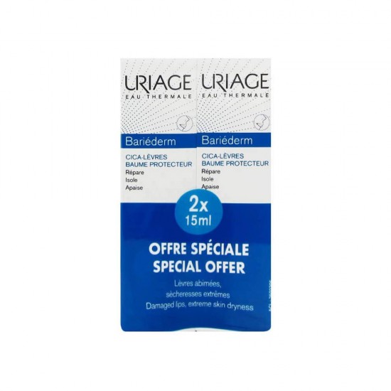 Uriage Promo Bariederm Cica Protecting Lip Balm Επανορθωτικό & Ενυδατικό Βάλσαμο για Ξηρά & Σκασμένα Χείλη 2x15ml Uriage Promo Bariederm Cica Protecting Lip Balm Επανορθωτικό & Ενυδατικό Βάλσαμο για Ξηρά & Σκασμένα Χείλη 2x15ml
