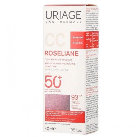 Uriage Roseliane CC Cream SPF50+, Ενυδατική Κρέμα για Ευαίσθητο Δέρμα, με Χρώμα 40ml