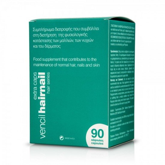 Vencil Hairnail Συμβάλλει στη Διατήρηση της Φυσιολογικής Κατάστασης Μαλλιών, Νυχιών & Δέρματος 90 Κάψουλες