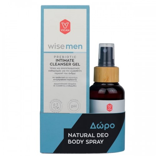 Vican Promo Wise Men Prebiotic Intimate Cleanser Gel Τζελ Καθαρισμού για την Ευαίσθητη Περιοχή 250ml & Δώρο Natural Deo Body Spray Αποσμητικό Σπρέι 100ml Vican Promo Wise Men Prebiotic Intimate Cleanser Gel Τζελ Καθαρισμού για την Ευαίσθητη Περιοχή 250ml & Δώρο Natural Deo Body Spray Αποσμητικό Σπρέι 100ml