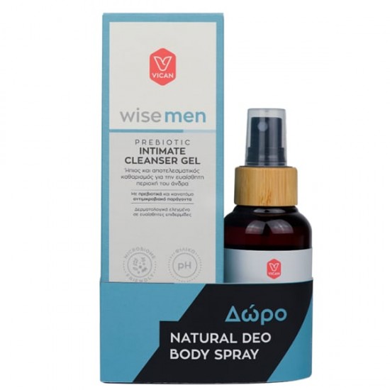 Vican Promo Wise Men Prebiotic Intimate Cleanser Gel Τζελ Καθαρισμού για την Ευαίσθητη Περιοχή 250ml & Δώρο Natural Deo Body Spray Αποσμητικό Σπρέι 100ml Vican Promo Wise Men Prebiotic Intimate Cleanser Gel Τζελ Καθαρισμού για την Ευαίσθητη Περιοχή 250ml & Δώρο Natural Deo Body Spray Αποσμητικό Σπρέι 100ml