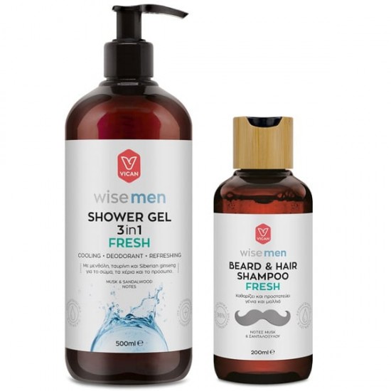 Vican Promo Wise Men The Essentials Fresh Αφρόλουτρο 3σε1 500ml & Δώρο Fresh Σαμπουάν για Μαλλιά & Γενειάδα 200ml