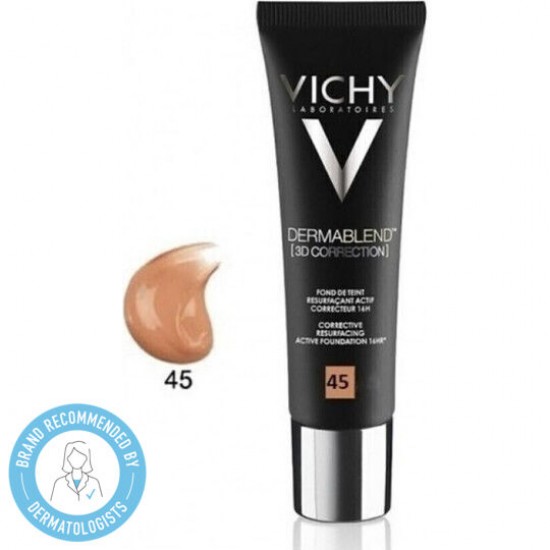 Vichy Dermablend 3D Correction Make-Up 45 Gold SPF25, 3D Τεχνολογία Διόρθωσης, Χωρίς Αποτέλεσμα Μάσκας 30ml