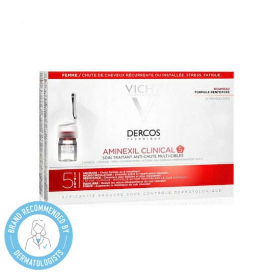 Vichy Dercos Aminexil Clinical 5 Women, Θεραπεία για τη Γυναικεία Τριχόπτωση 21x6ml Vichy Dercos Aminexil Clinical 5 Women, Θεραπεία για τη Γυναικεία Τριχόπτωση 21x6ml