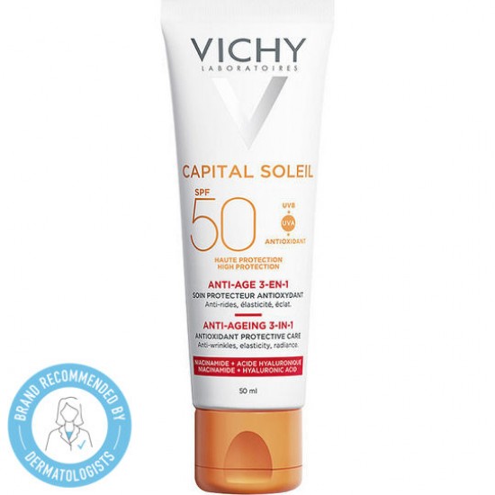 Vichy Capital Soleil Αντηλιακό Κατά των ρυτίδων 3-σε-1 SPF50 50ml